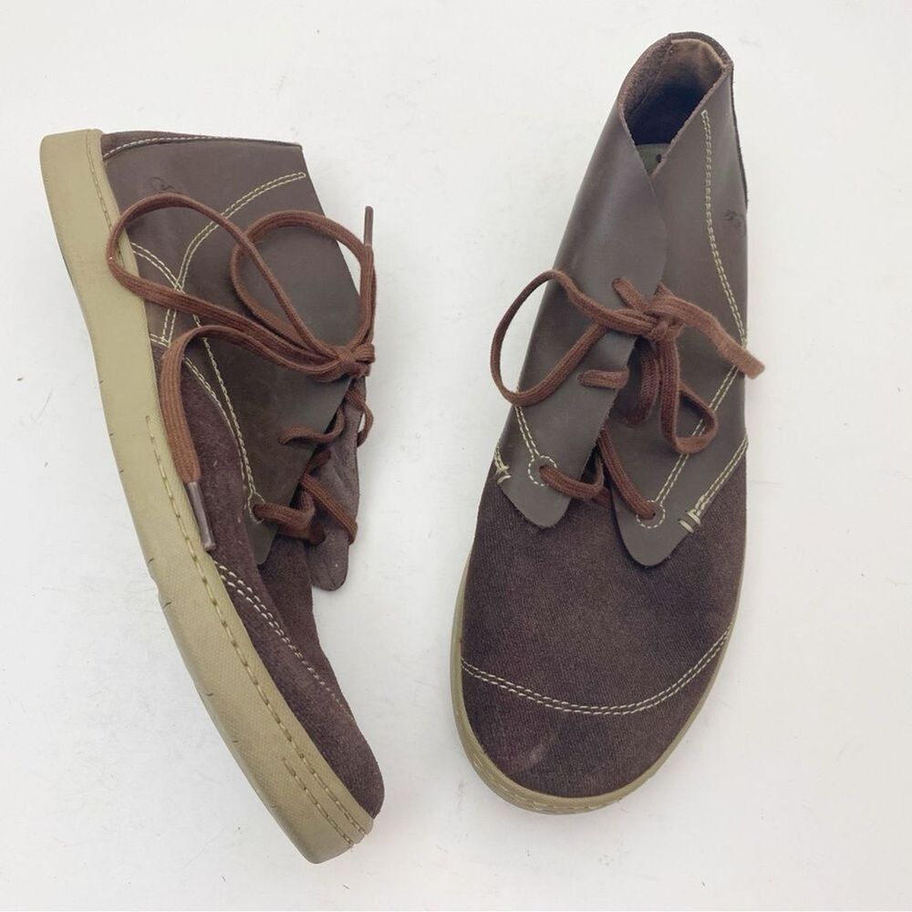 Ahnu Teva Pier 3 Cocoa Brown Leather Fabric Lace Up Chukka‎ Boots Womens 9